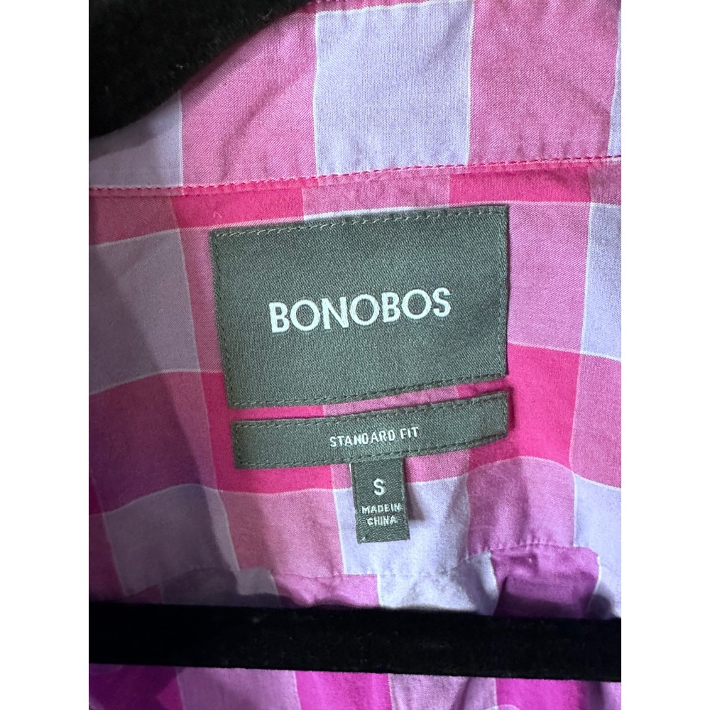Bonobos Mens Standard Fit Pink Lavender Buffalo Check Button Down Shirt Small